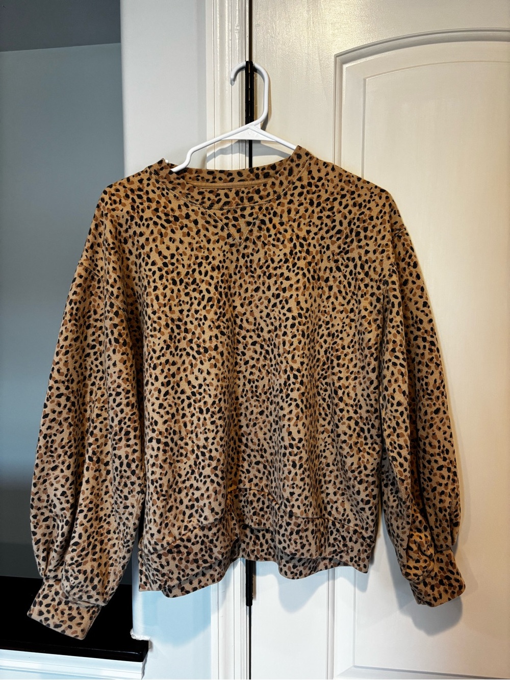 Abercrombie & Fitch Leopard Print Pullover Sweatshirt - Camel & Black